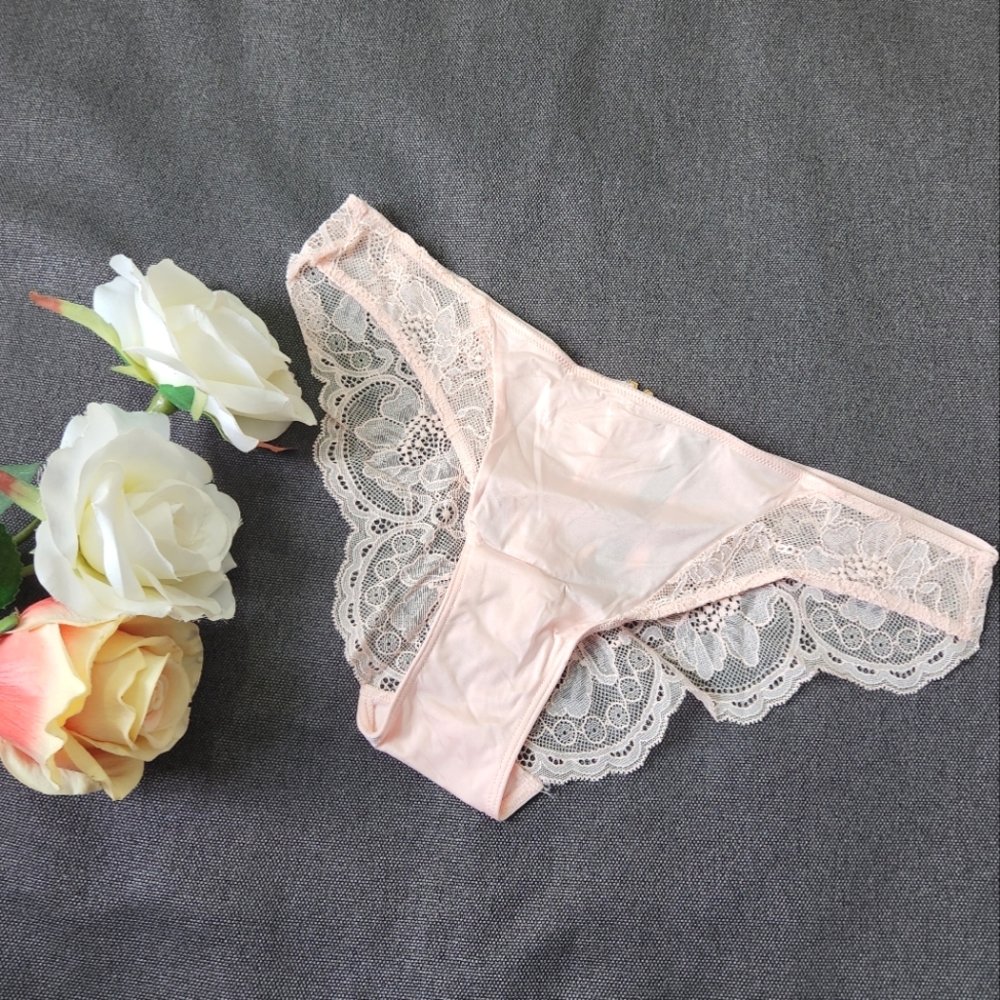 Victoria Secret Lace Trim Cheekini Panty Medium Size Purest Pink Color